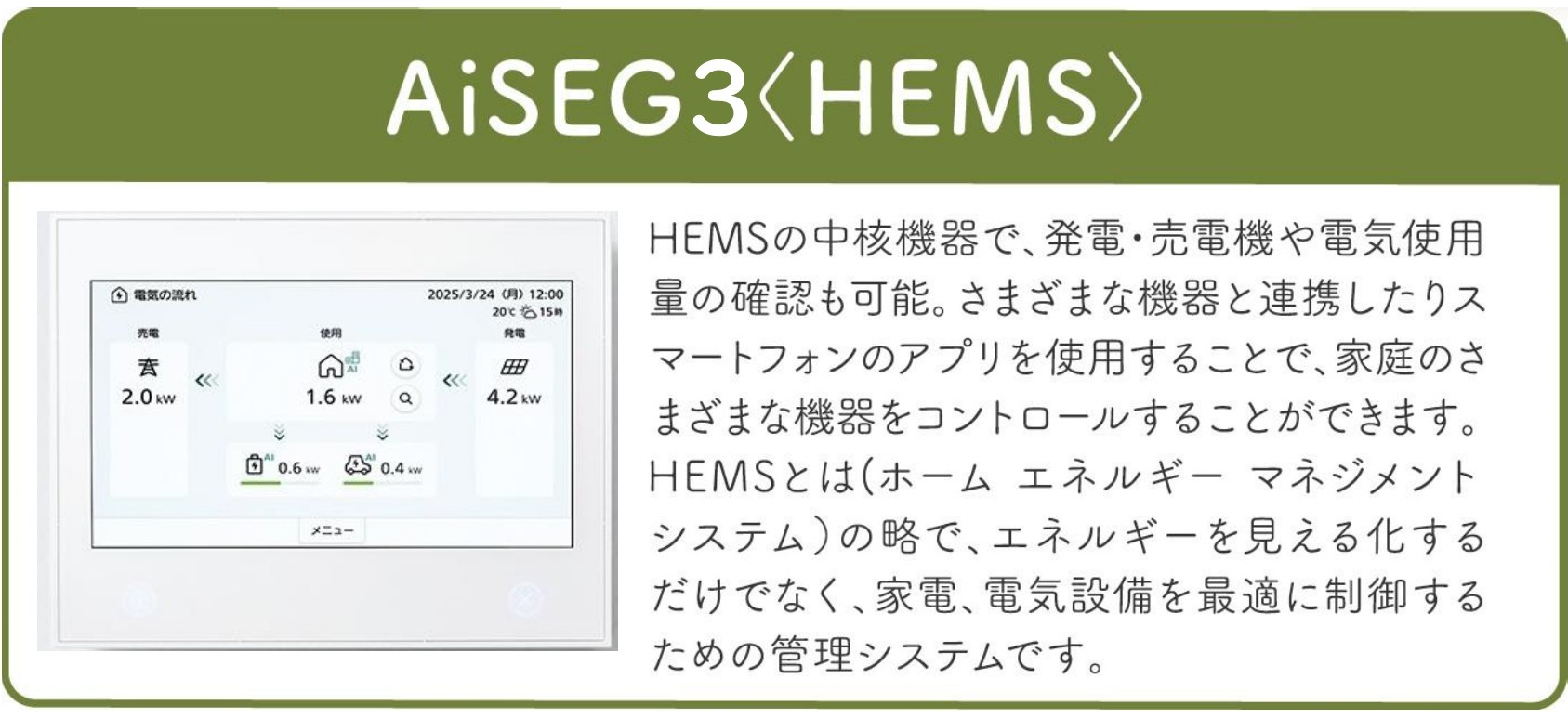 エネルギー管理システム(HEMS)