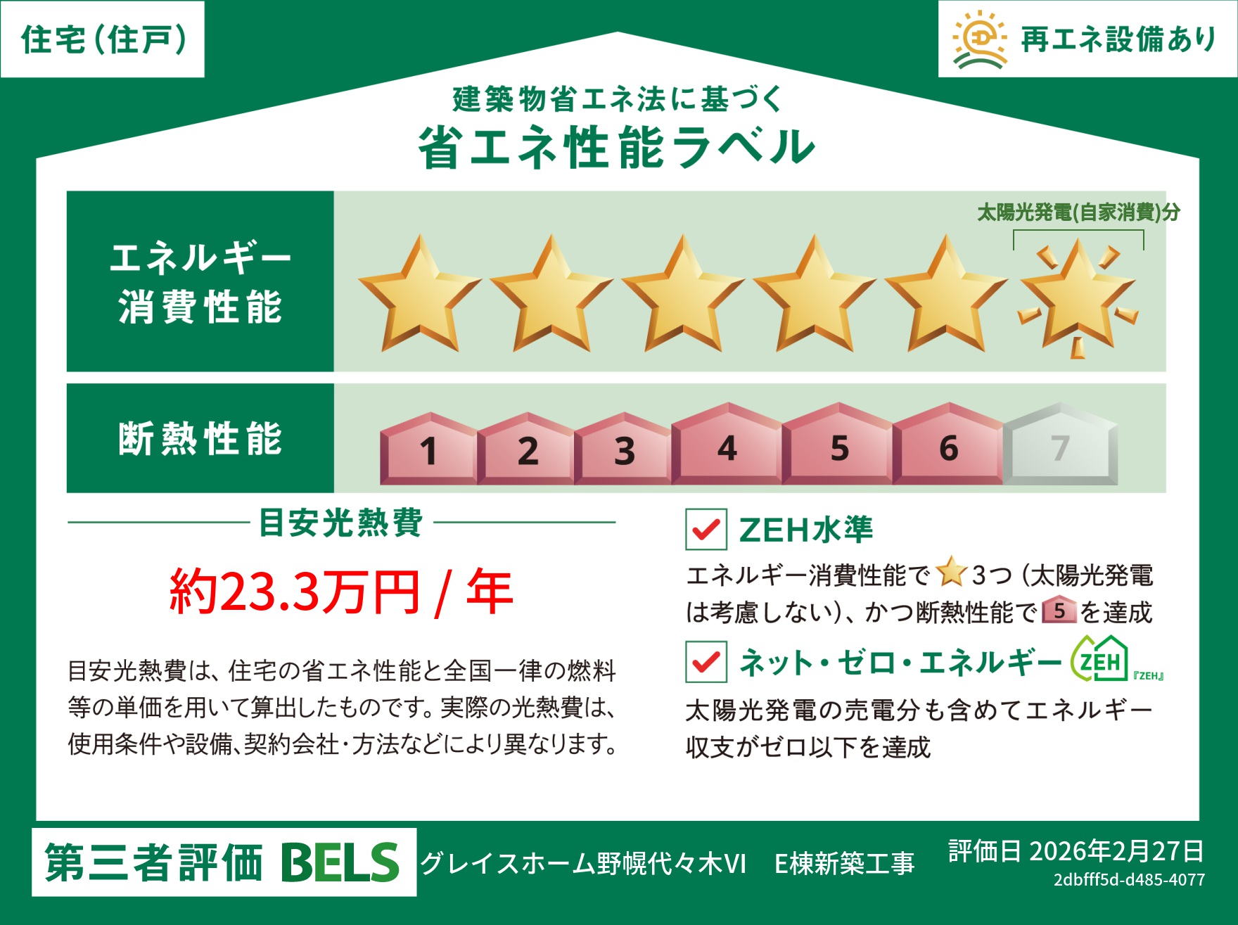 野幌代々木ⅥE 省エネ性能ラベル